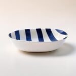 Hand-Painted Ceramic Serving Bowl – Dark Blue Striped | Elegant Snack Bowl - Image 6