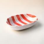 Handcrafted Ceramic Serving Bowl – Orange Striped | Warm Tone Snack Bowl - Image 6