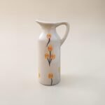 Hand-Painted Ceramic Vase with Yellow Floral Design | Minimal Decorative Flower Vase | 7 inch height