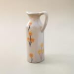 Hand-Painted Ceramic Vase with Yellow Floral Design | Minimal Decorative Flower Vase | 7 inch height - Image 3