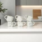 Italian Marble Pattern Ceramic Tea Cups, 200 ml, White, Set of 2, Microwave Safe, for Gifting and Personal Use - Image 4