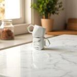 Italian Marble Pattern Ceramic Tea Cups, 200 ml, White, Set of 2, Microwave Safe, for Gifting and Personal Use