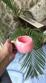 ArtyCera Ceramic Tulip Cup and Saucer Set, Pink and Green, 220 ml, Microwave Safe, Ideal for Gifting - Image 4