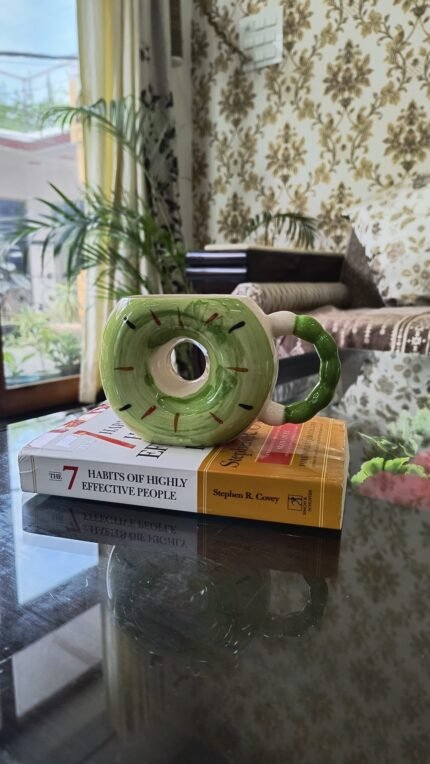 ArtyCera Green Donut Mug – 200 ml, Handcrafted Ceramic, Microwave Safe