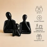 Black Ceramic Family Sculpture Features