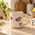 Hand-painted Watermelon Splash ceramic mug 220 ml by ArtyCera, main product view