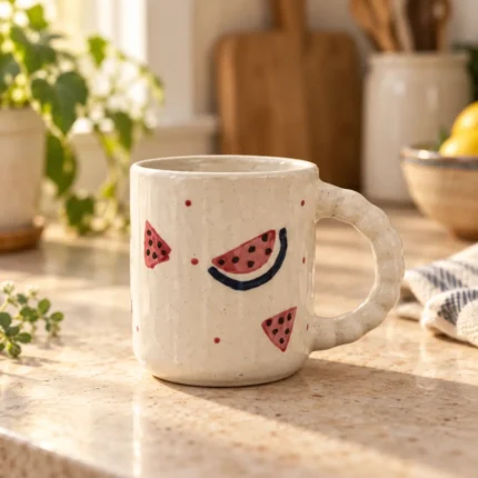 Watermelon Splash handmade ceramic coffee mug 220 ml