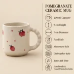 Pomegranate ceramic mug 220 ml product features and everyday use infographic