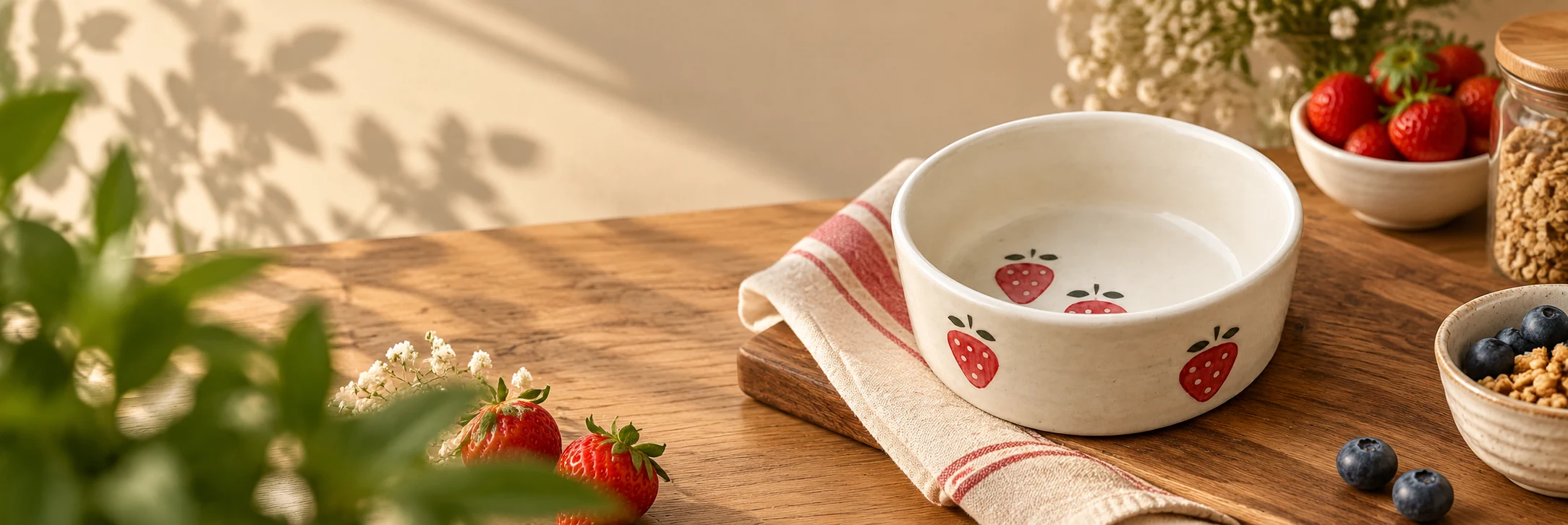 Handpainted strawberry ceramic bowl by ArtyCera for the ceramic bowls collection in India